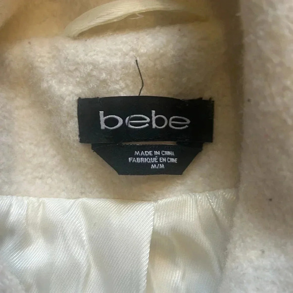 Bebe Women’s Linda Wool Blend Double Breasted Fully Lined Ivory Coat Size M - Picture 5 of 11